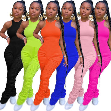 New Design Neon Stacked Jumpsuit Elegant Romper Body Suits Women Jumpsuit for Ladies